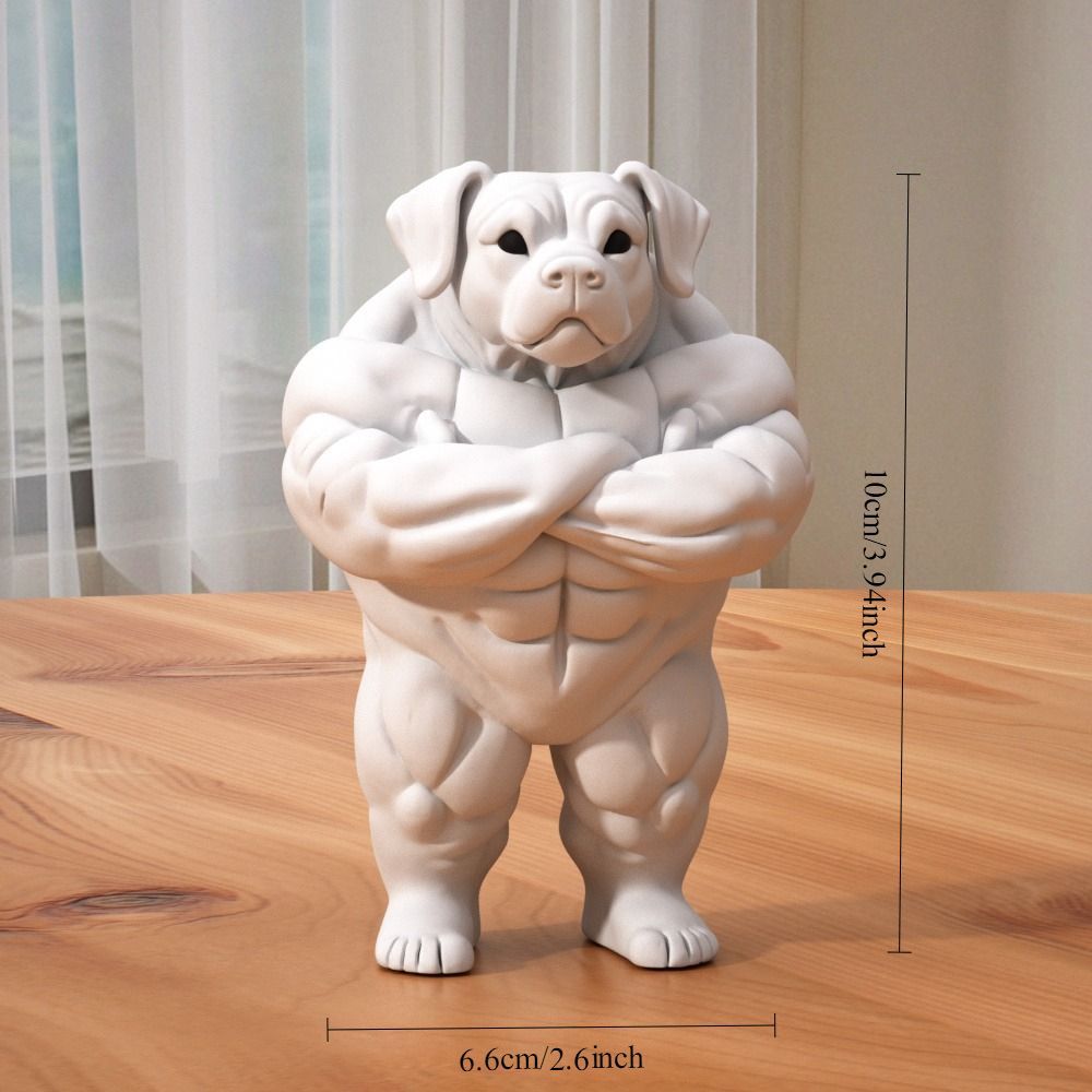 筋肉質な犬のフィギュア フィギュア 動物 マッスルドッグ おもしろい 大型犬 置物 10cm 腕組み