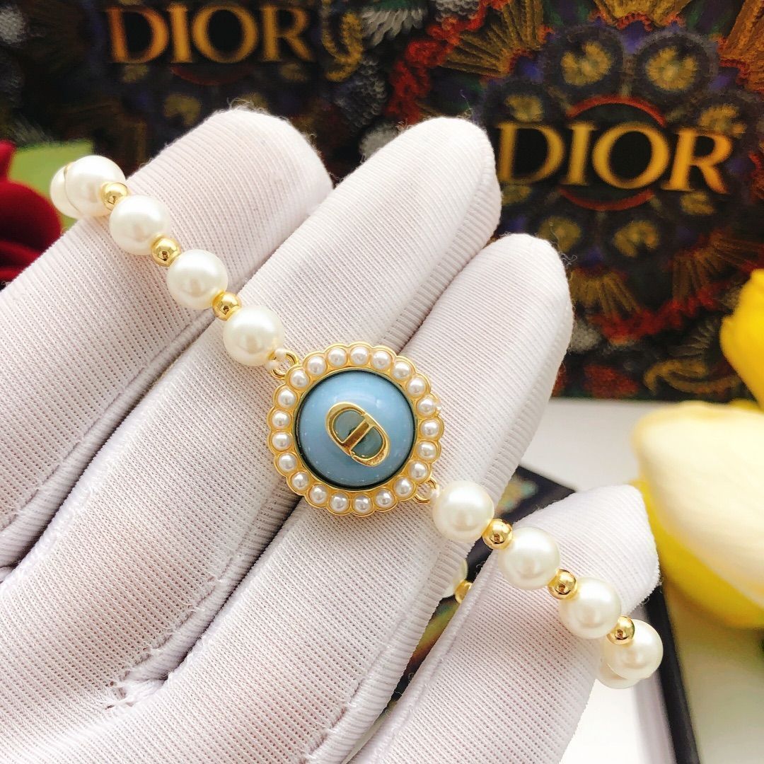 DIOR】ディオール 新入荷 ブルー パール ブレスレット - メルカリ