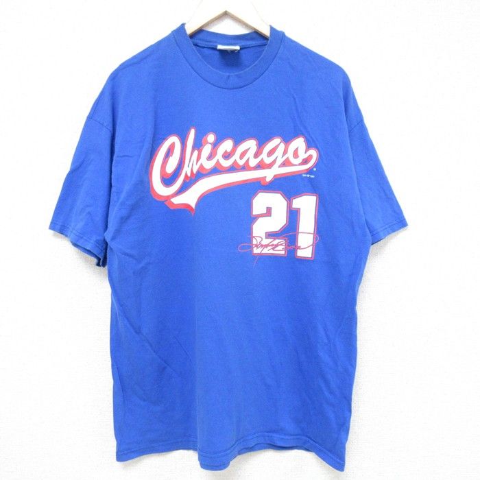 【MLB】古着 メンズ 青 野球 ベースボールシャツ シカゴカブス ★ストリート MLB】古着 メンズ 青 野球 ベースボールシャツ シカゴカブス