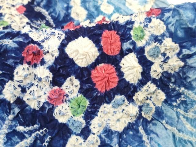 eふれんず◆有松鳴海絞り　夏物　浴衣　舞花文　綿◆am1148 eふれんず◇有松鳴海絞り 夏物 浴衣 舞花文 綿◇am1148