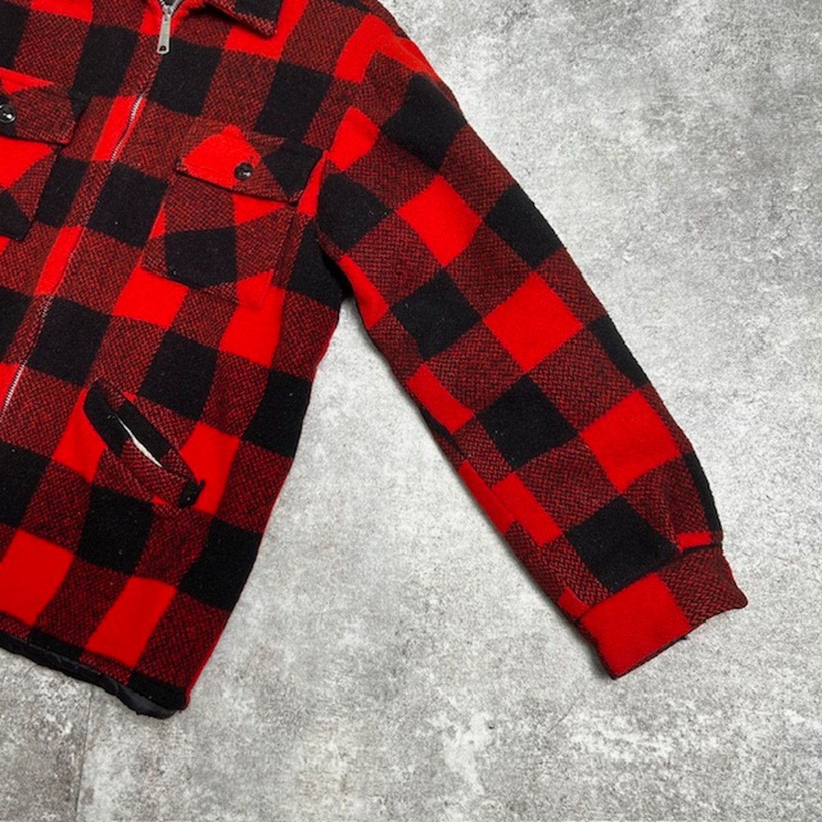 60's チェックウールジャケット キルティングライナー デカ五角形