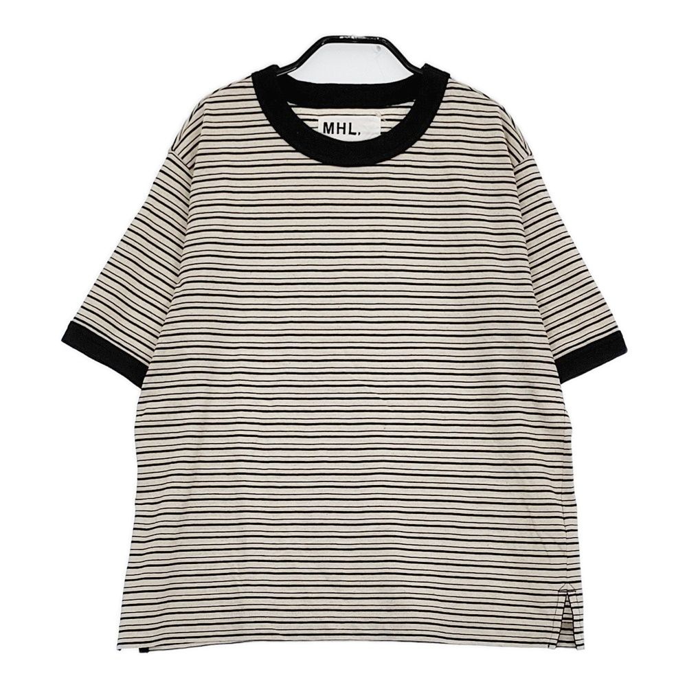 MHL. COTTON LINEN STRIPE JERSEY 定価15400円 5955168504 サイズ2 半袖Ｔシャツ 25ss ベージュ ブラック エムエイチエル5-0531S 264445 MHL. COTTON LINEN STRIPE JERSEY 定価15400円 5955168504 2