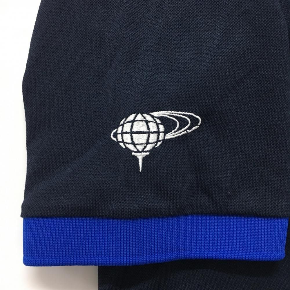 超美品】ビームスゴルフ 半袖ポロシャツ ネイビー×ブルー 襟裏ロゴ