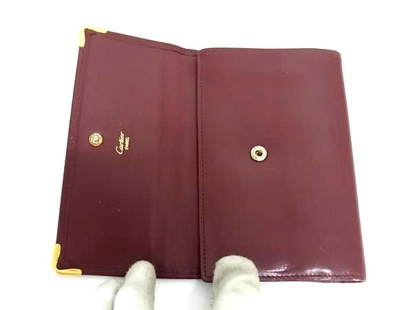 極美品　Cartier カルティエ　三つ折り財布　マストライン　ボルドー Cartier（カルティエ） 財布 マストライン 三つ折り 3つ折り ミニ財布