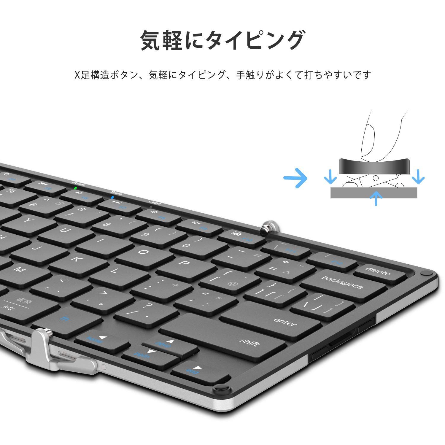 iClever キーボード Bluetooth 折りたたみ式 ワイヤレス ブルー