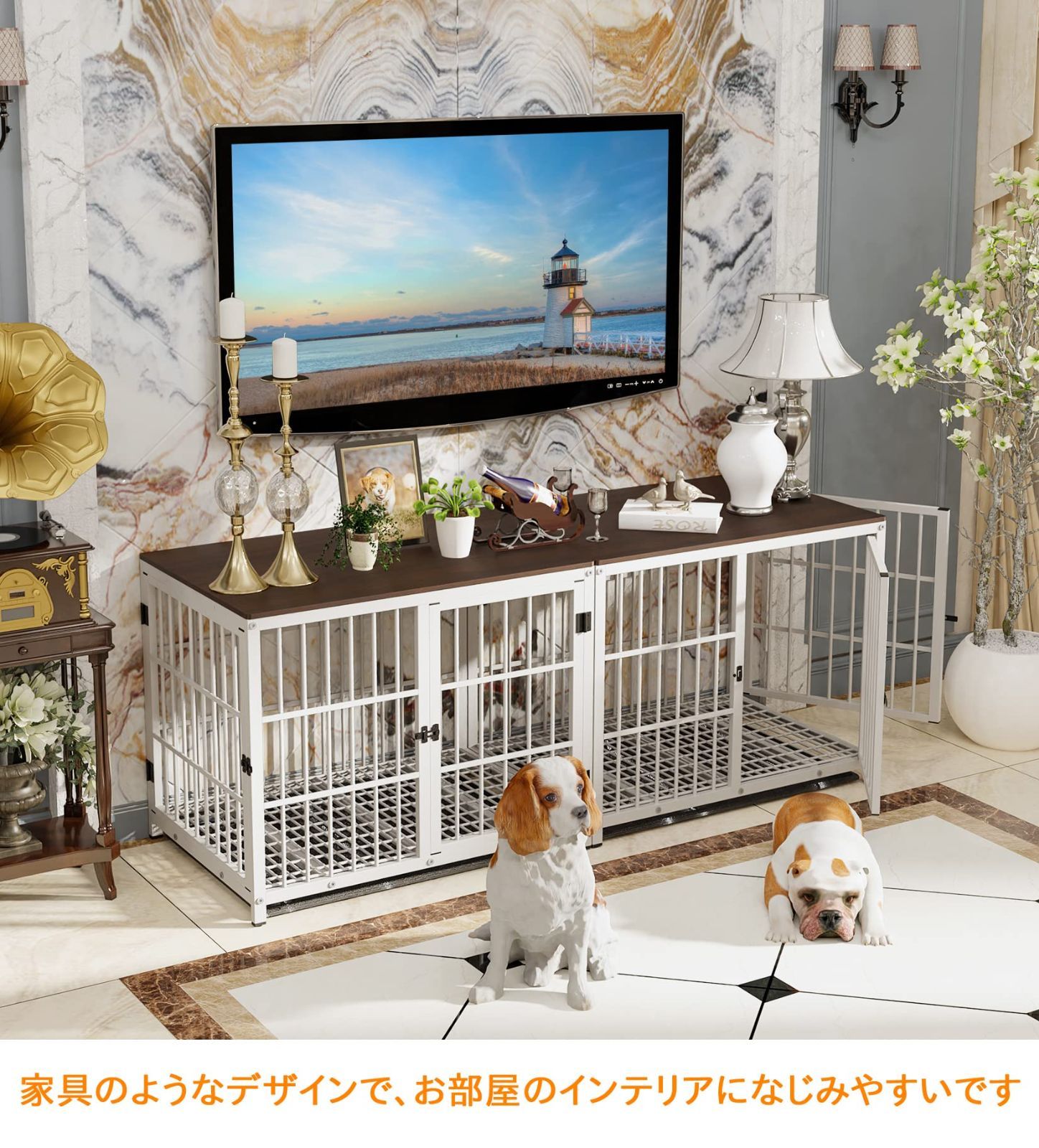 家具のようなペットサークル インテリアウッディサークル オフホワイト