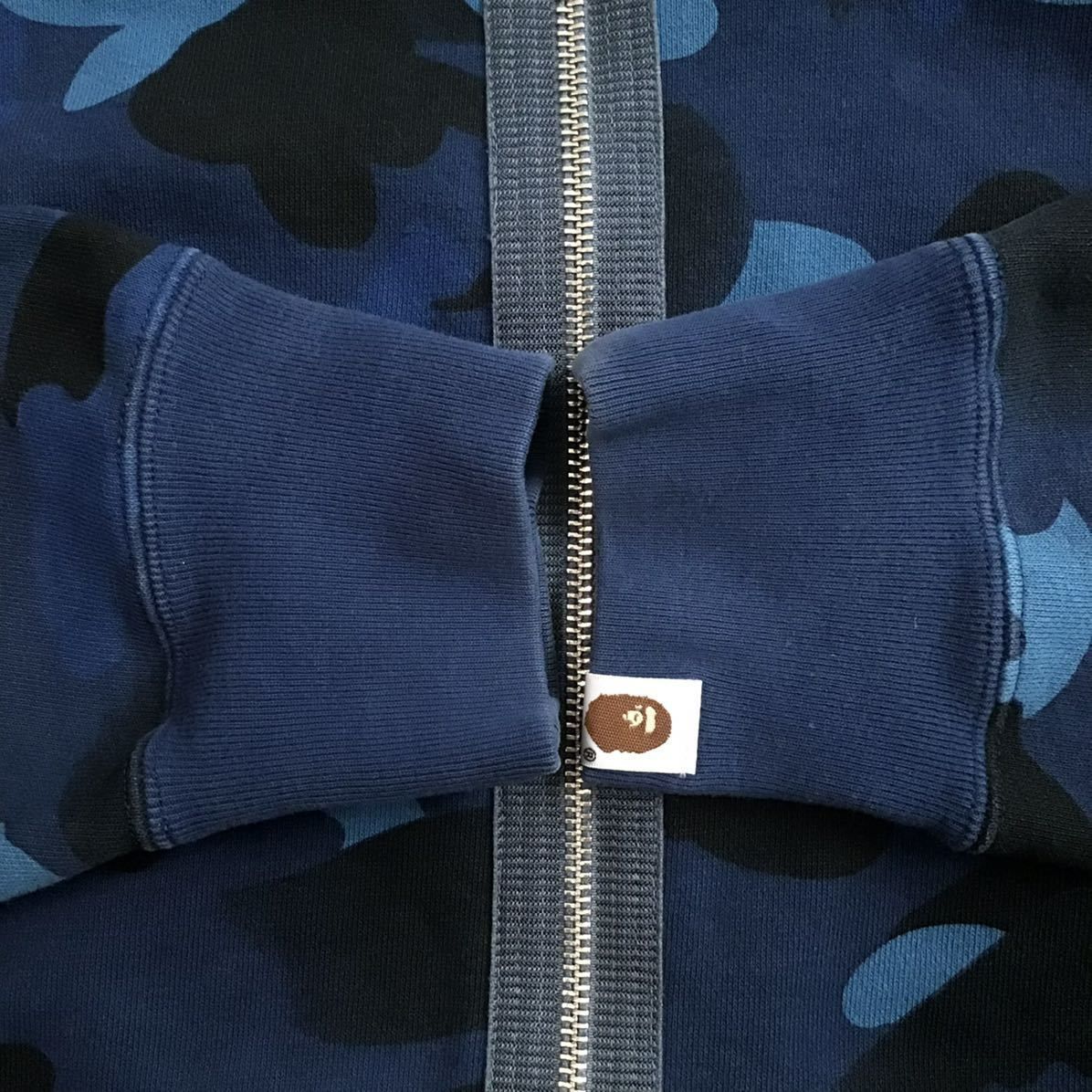BAPE LOGO Blue camo フルジップ パーカー Lサイズ a bathing
