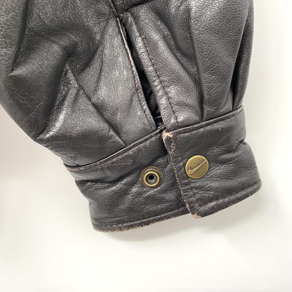 中古】90s NIKE leather jacket ブラウン サイズM レザー