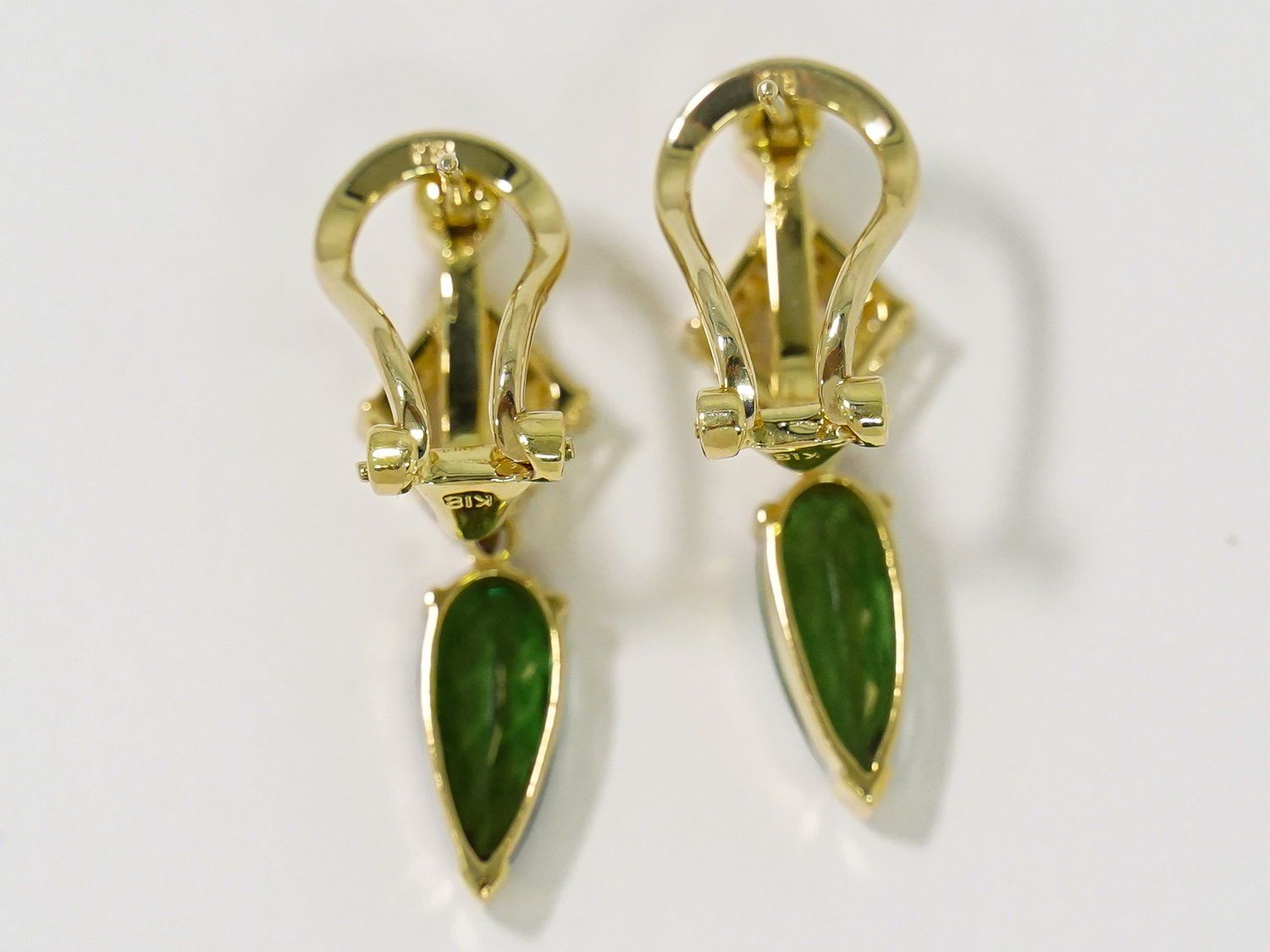 本物 グリーンガーネット 1.02ct 0.97ct ダイヤモンド 0.18ct×2 K18 YG  