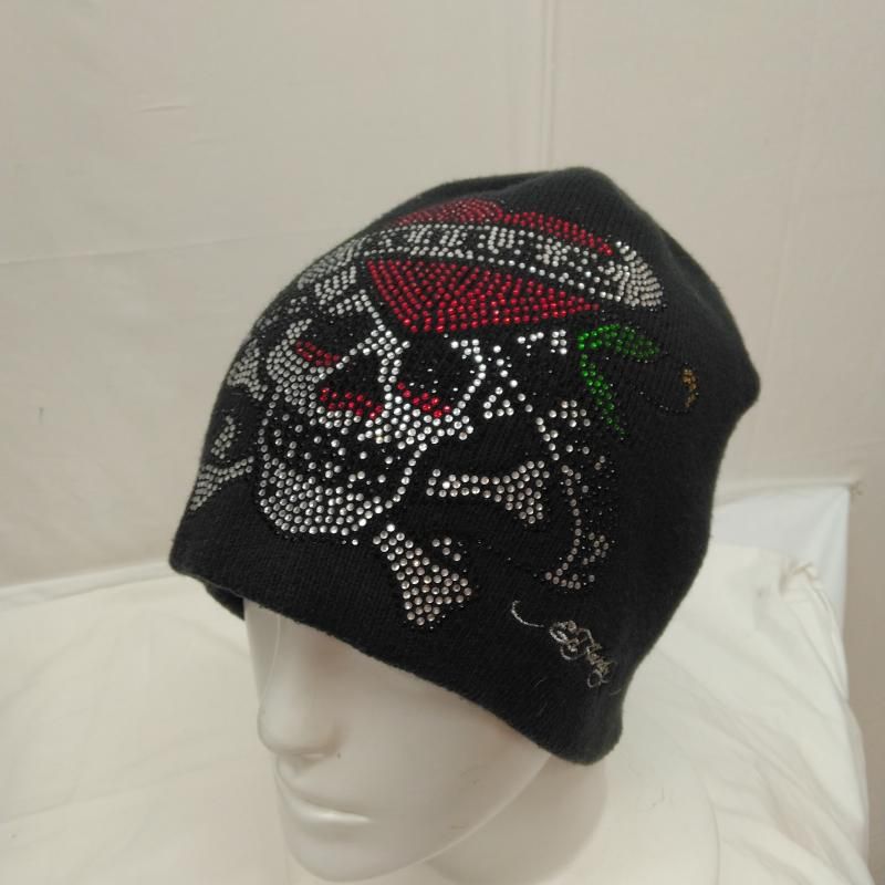 Ed Hardy　エド・ハーディー　ニット帽　ラインストーン　スカルハート Ed Hardy エドハーディー 帽子 ニット帽 DONKY rhinestone