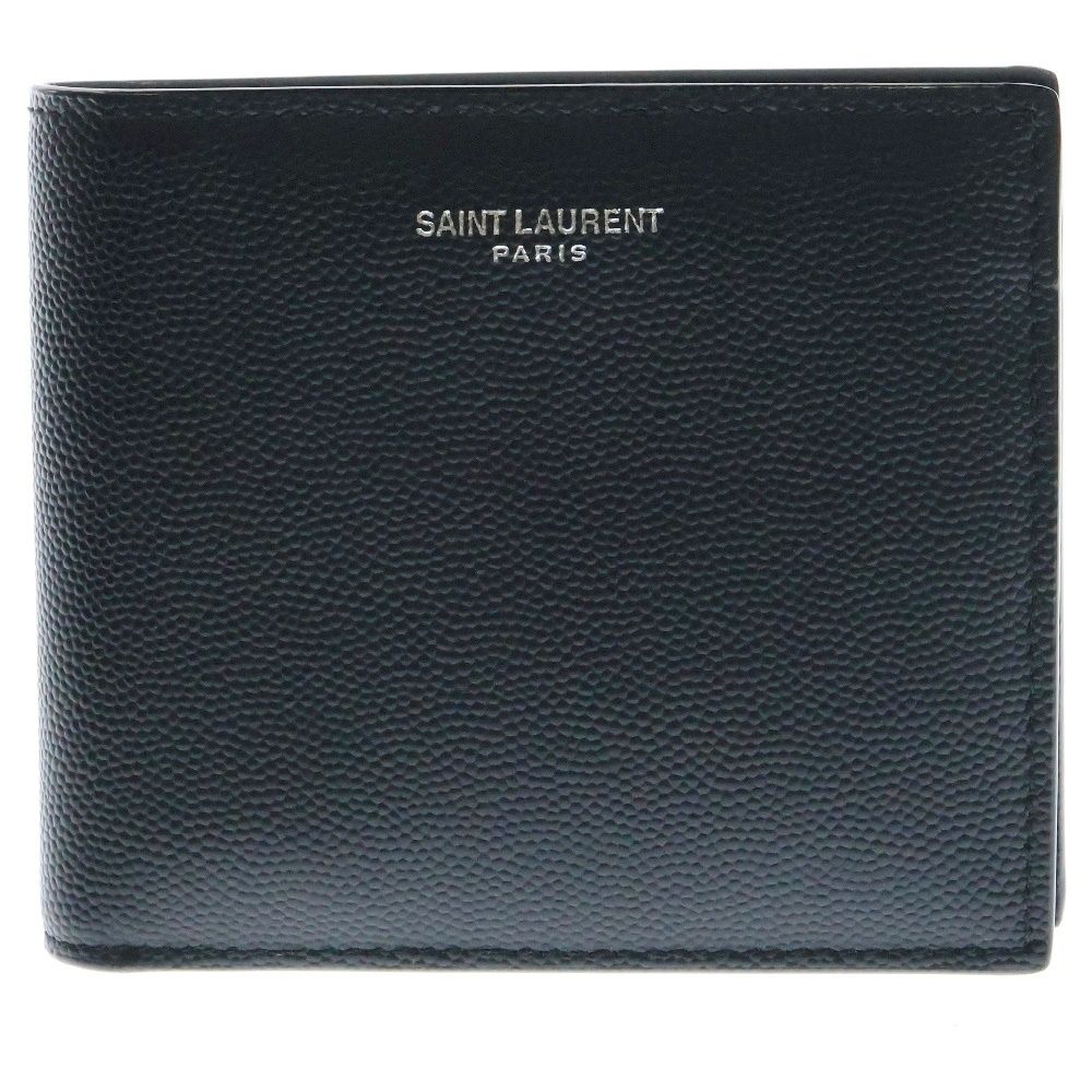 SAINT LAURENT PARIS サンローランパリ 二つ折り財布 ウォレット カードケース 二つ折り財布 ブラック グレインエンボスレザー 396303BTY0N1000