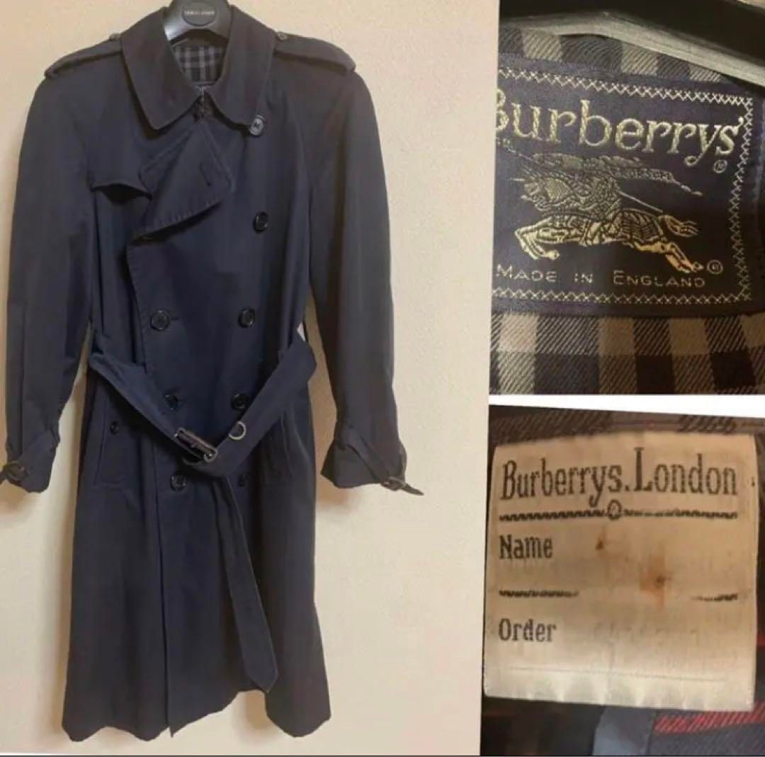 イギリス製 メンズバーバリートレンチ コート 配送 ネイビーUKMADE英国