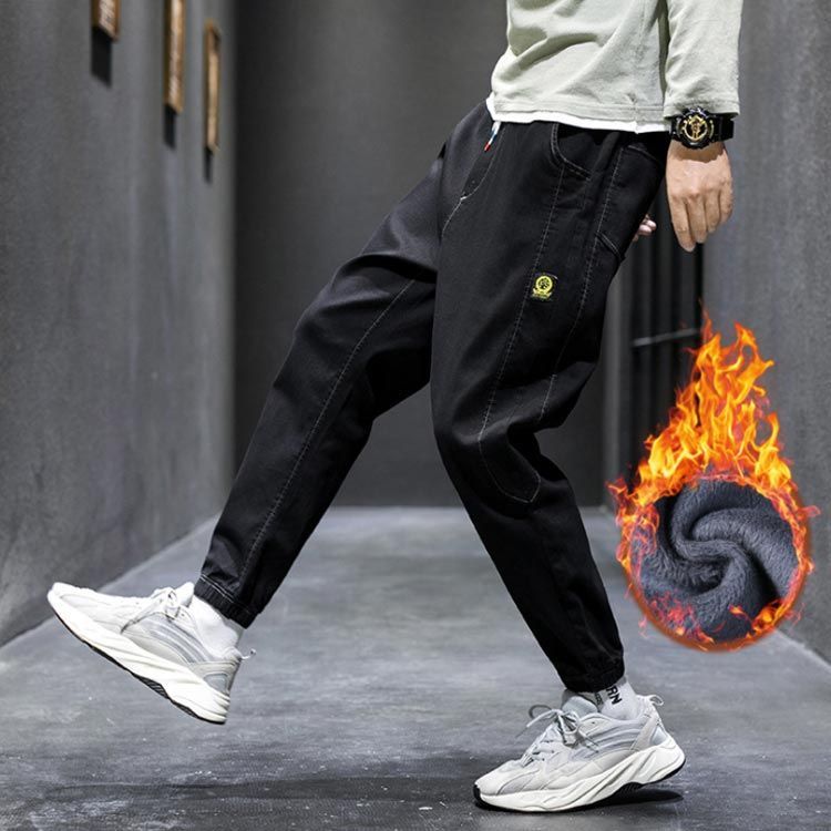 藍染デニムサルエルパンツ 大きなポケット付き 藍染デニムサルエルパンツ 大きなポケット付き