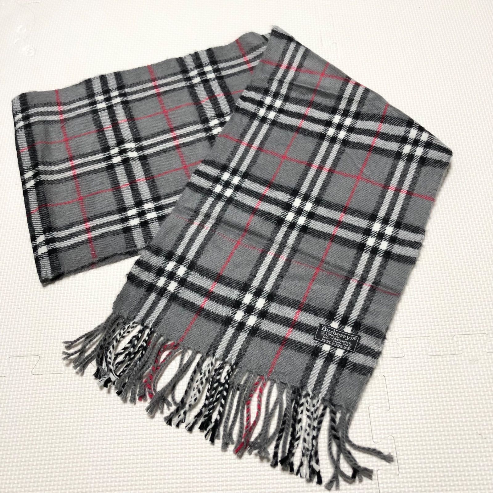 □美品□Burberrys バーバリー マフラー グレーノバチェック