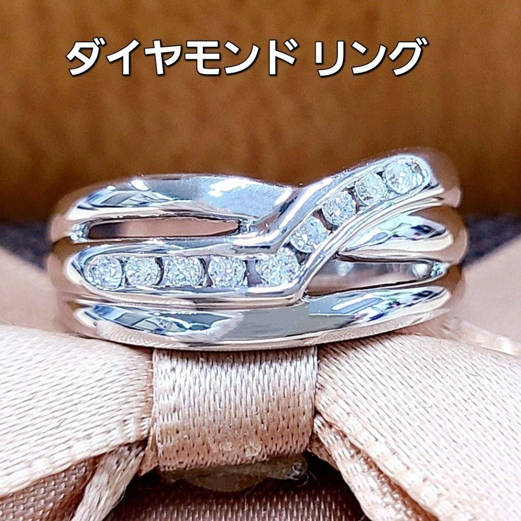 エレガント！ V字 ダイヤモンド プラチナ リング 鑑別書付 - メルカリ