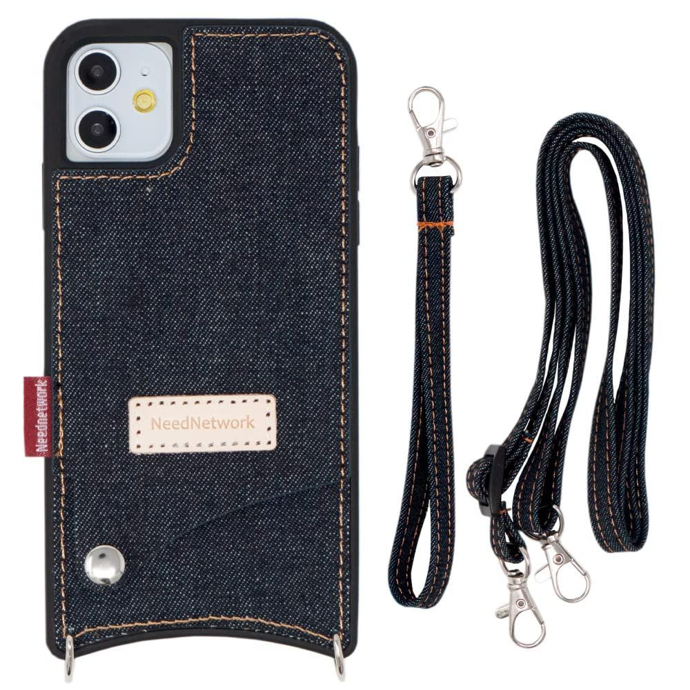 【特価セール】岡山デニム iPhone11 用 スマホ NeedNetwork ケース ショルダー ショルダー付き カード入れ ショルダータイプ スマホショルダー スマホショルダーストラップ
