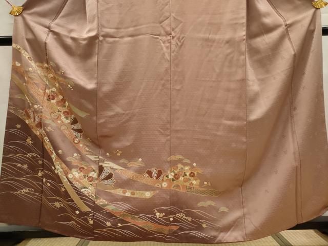 平和屋着物□訪問着 熨斗草花文 金彩 正絹 逸品 AAAU3475ru