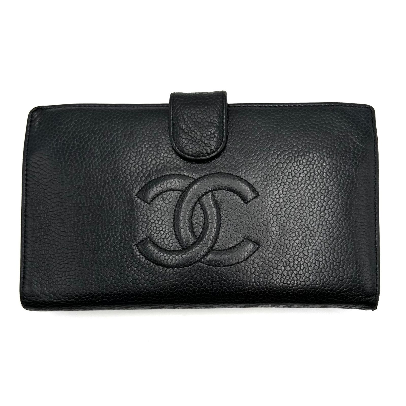 CHANEL　キャビアスキン　財布　デカココマーク　ギャランティカード有り　黒 CHANEL キャビアスキン 財布 デカココマーク ギャランティカード
