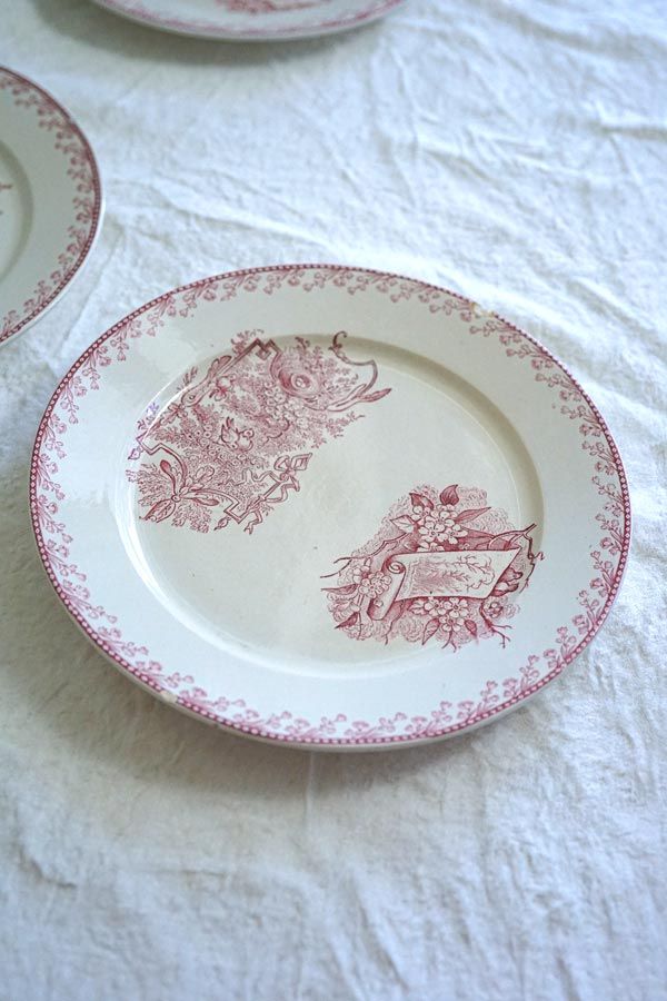 フランスアンティーク ペクソンヌ 鳥 PEXONNE Oiseauxのプレート22.5cm