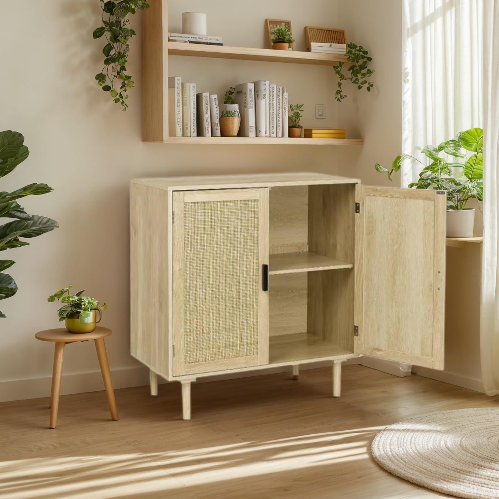 ナチュラル 籐製キャビネット