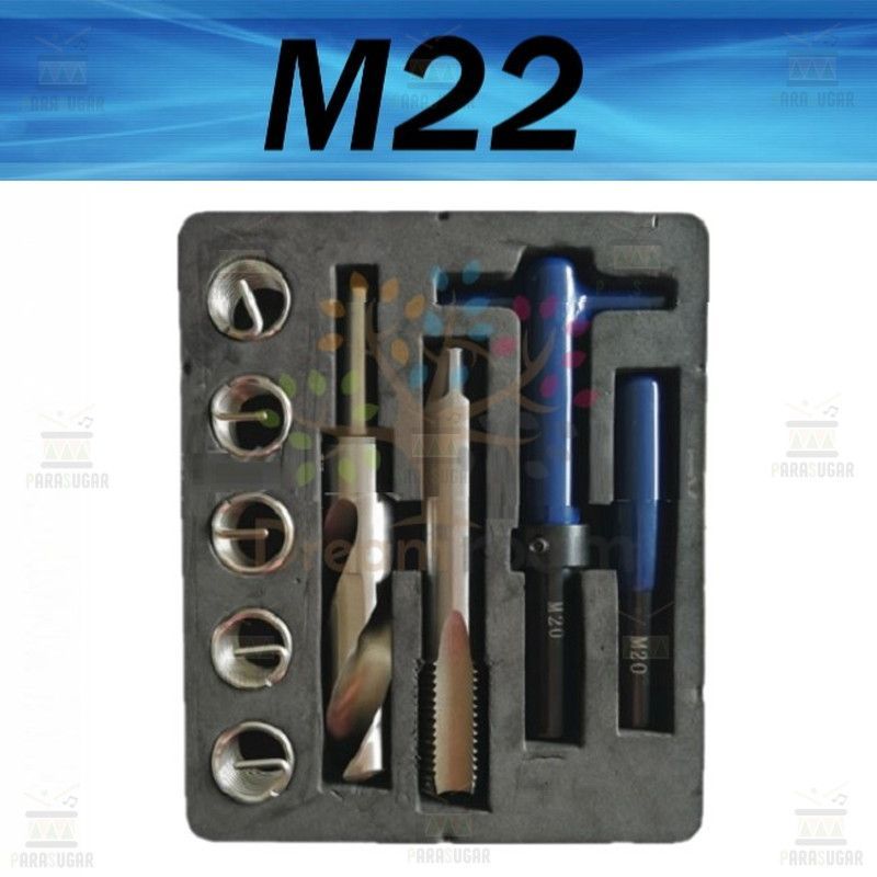 高品質【M22x1.5 】ブルー/青手軽に簡単 つぶれたネジ穴補修 ネジ山修正キット リペア 安心の製造メーカー品です 修復 ネジ山 ドリル DIY 再生 復活 工具