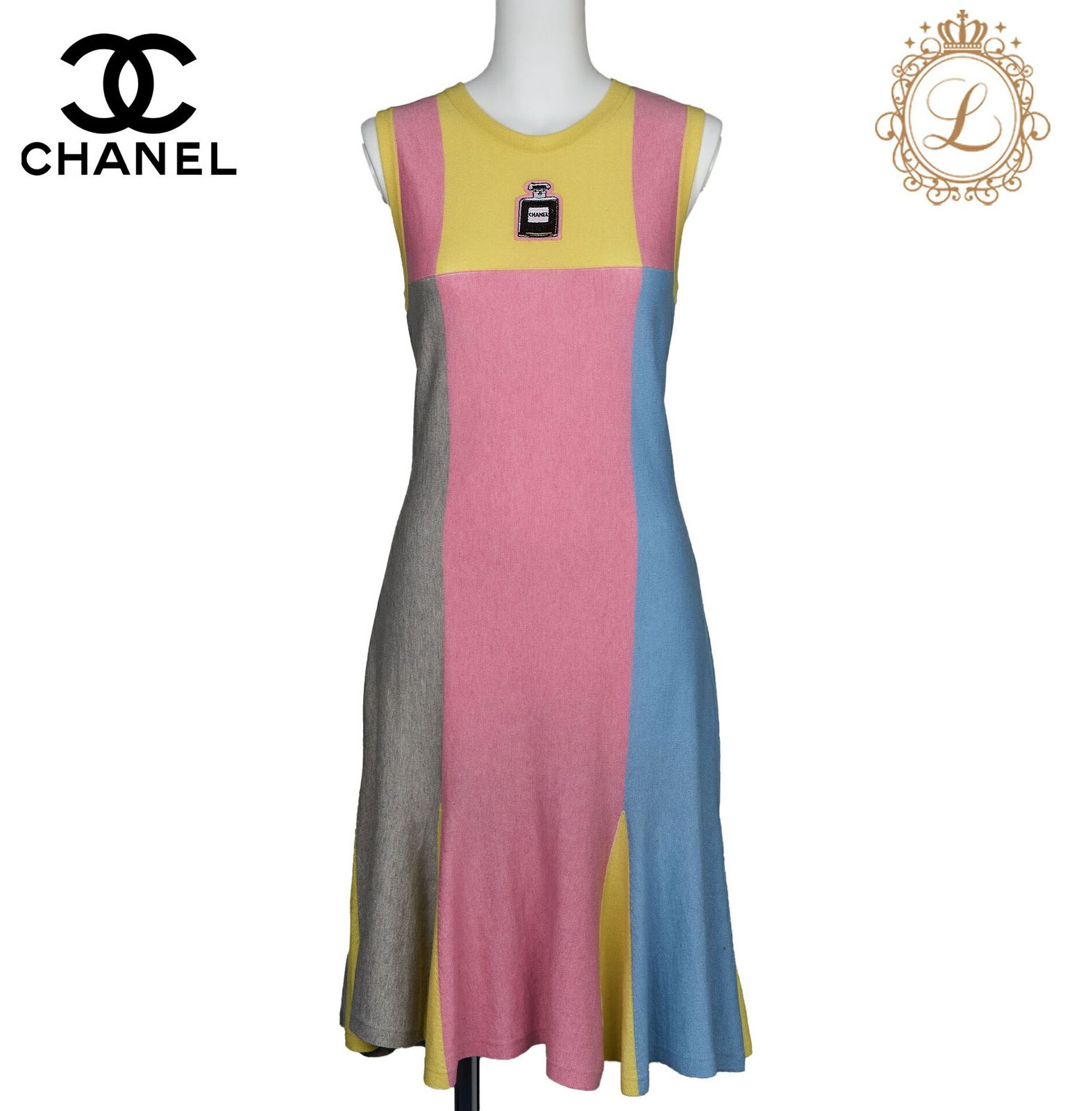 返品可】CHANEL シャネル ロゴ ワッペン ワンピース トップス Tシャツ 