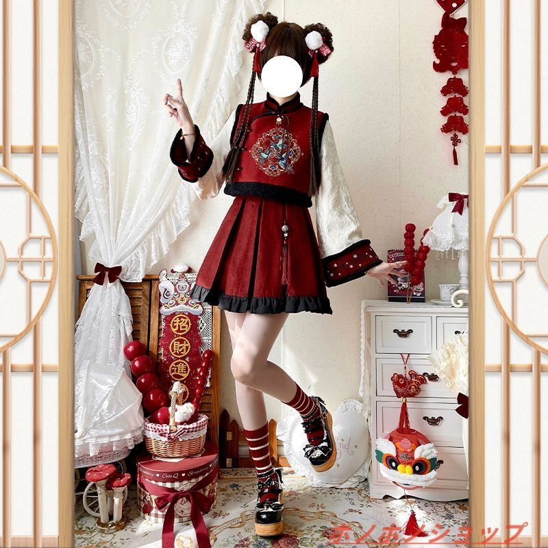 冬用 ロリータドレス JSK吊りスカート 多層レース＆リボン装飾 ドール風 甘ロリ 豪華デザイン 撮影会 推し活 イベント用 プレゼントにも最適