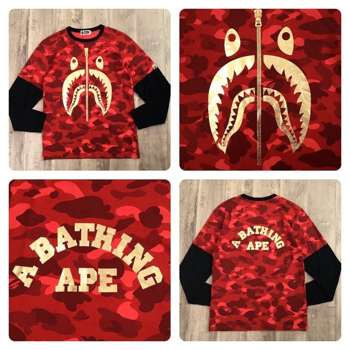 【アベイシングエイプ】カモ柄シャーク 長袖カットソー L マルチカラー アベイシングエイプ】カモ柄シャーク 長袖カットソー L マルチカラー