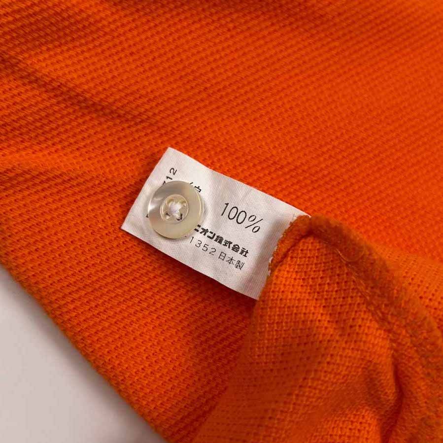美品　FRED PERRY　半袖ポロシャツ　サマーニット　オレンジ　M 日本製 フレッドペリー 日本製 半袖ポロシャツ ロゴ刺繍 バイカラー