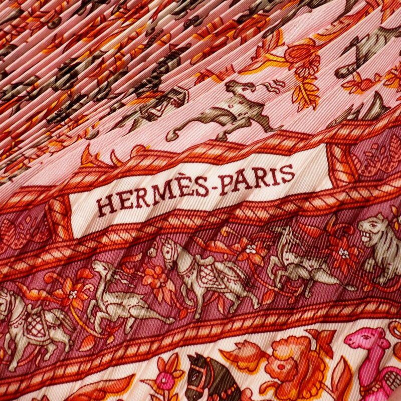 HERMES エルメス カレ プリセ インドの狩猟 プリーツスカーフ 美品