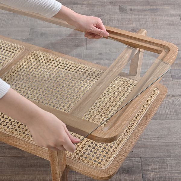 幅100㎝] ラタン×チーク無垢材 KAGOME センターテーブル ローテーブル