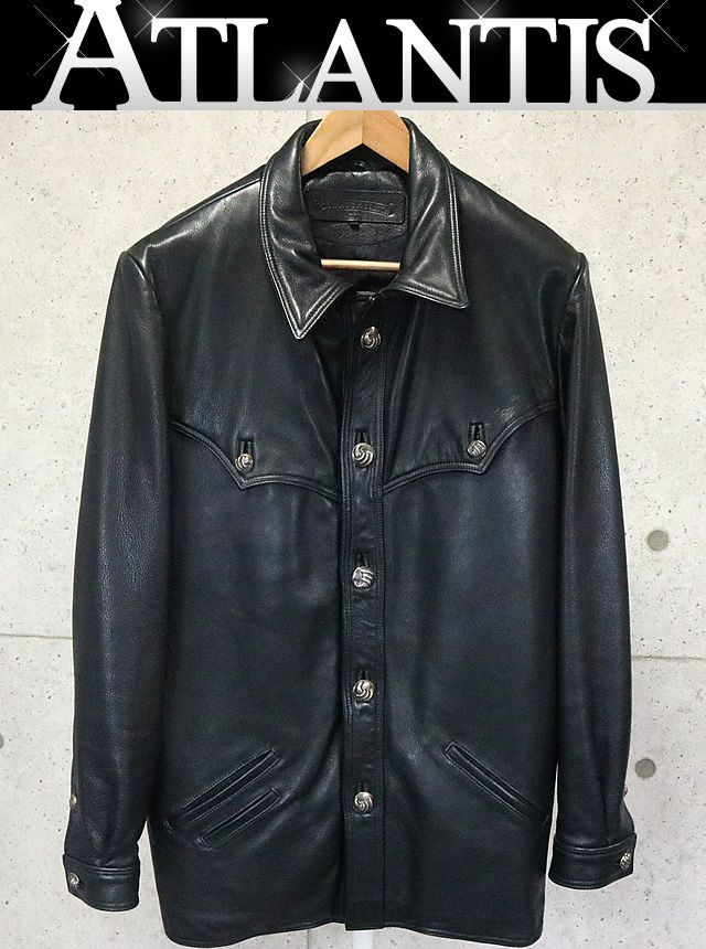 銀座店 クロムハーツ ハンティング レザー ジャケットsizeM 黒 91422