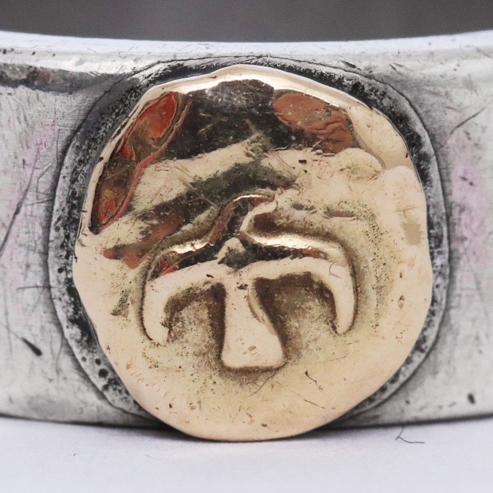 15号 GORO'S 金メタル付き 平打ちリング オールド シルバー - メルカリ