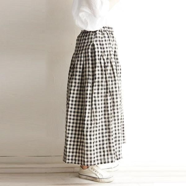 ubasoku ウバソク リネン 83cm丈 裏付 タック スカート