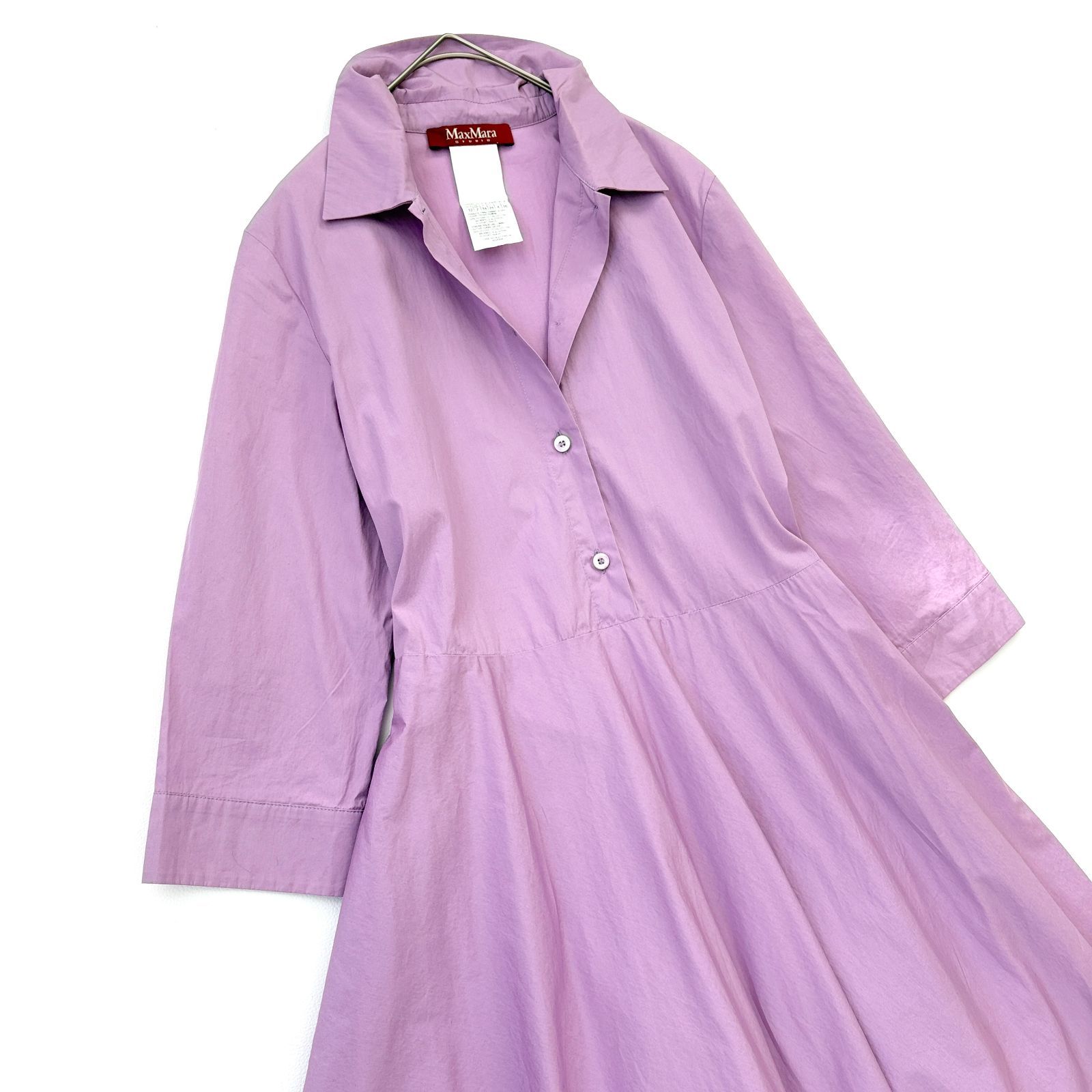 yA105 Max Mara キレイ色 シャツワンピース ロングワンピース ベルト 
