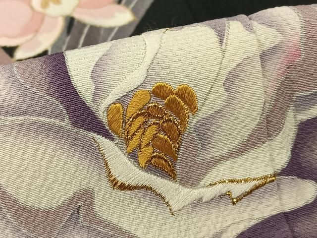 平和屋着物○豪華振袖 刺繍 草花文 金糸 金彩 ロング丈 正絹 逸品