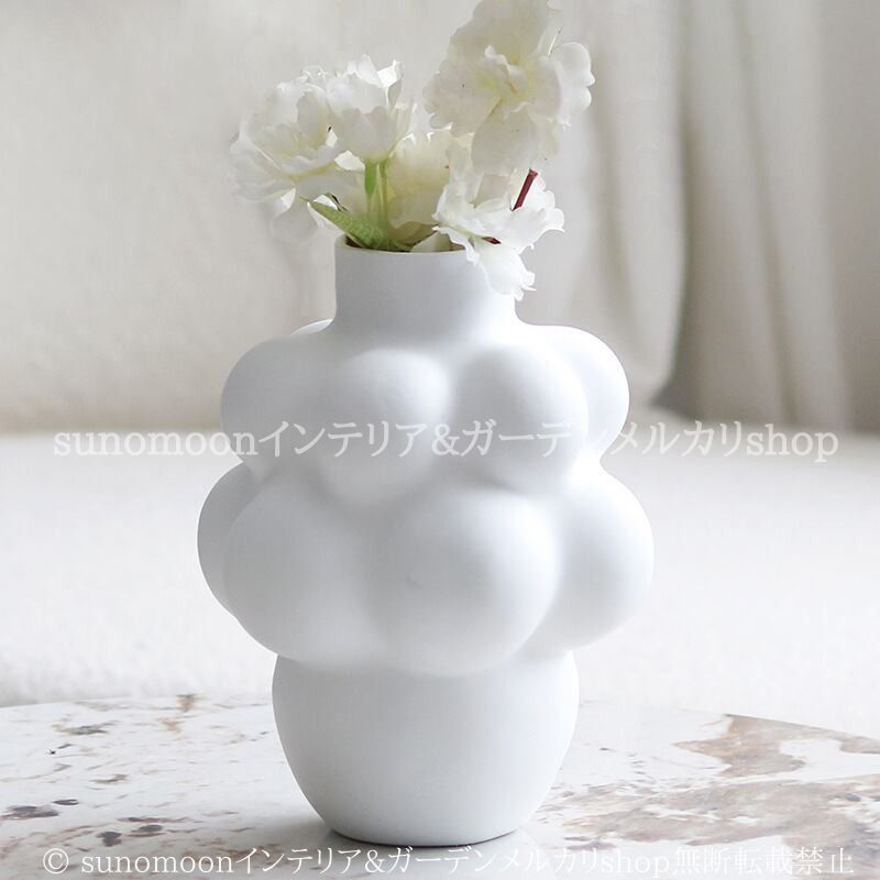 花瓶 泡 雲 フラワーベース おしゃれ かわいい ユニーク インテリア 北欧 花器 観葉植物 装飾 ギフト プレゼント ホワイト ブルー