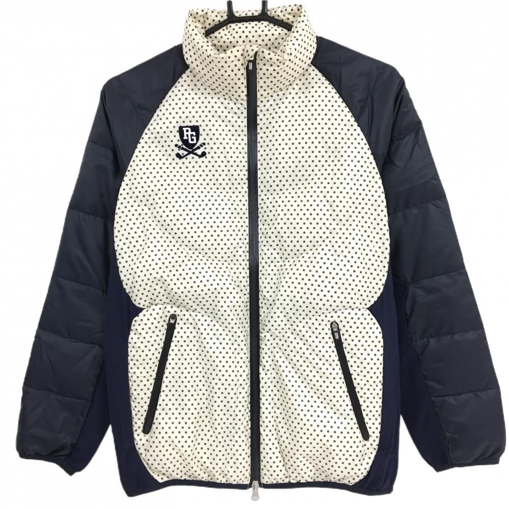 良い 【美品】パーリーゲイツ ダウンジャケット 白×黒 身頃ドット 袖