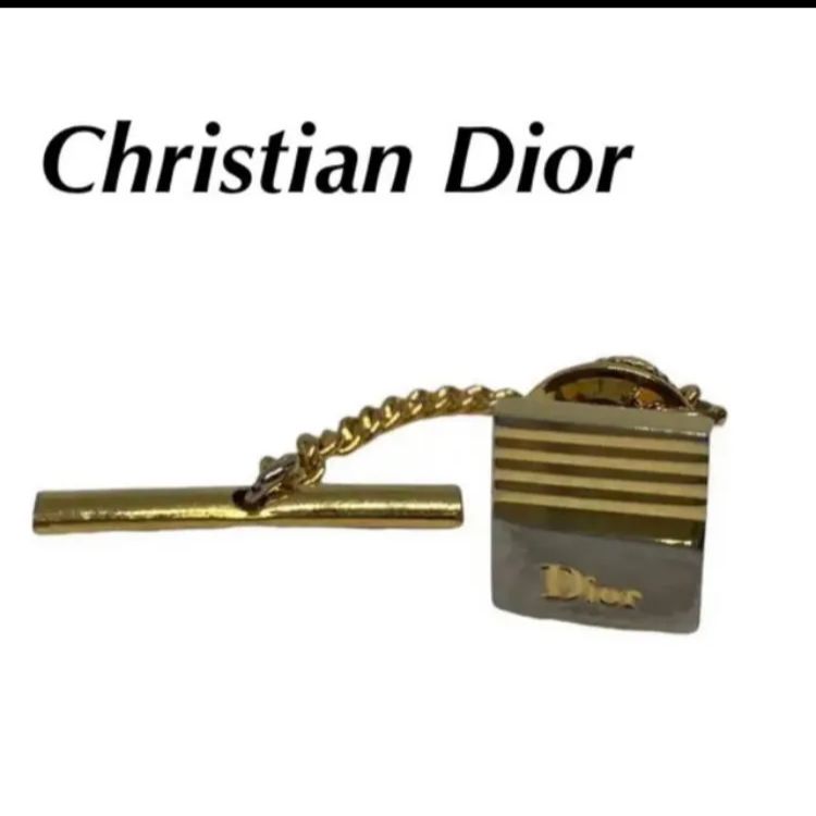 【極美品】Dior　ディオール　タイピン　タイタック　ブラック　ゴールド　ロゴ