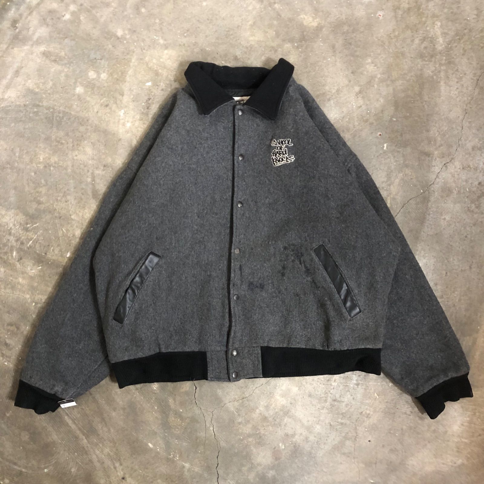 T3732 SCHOOL OF HARD KNOCKS ウールジャケット ビッグサイズ 古着 