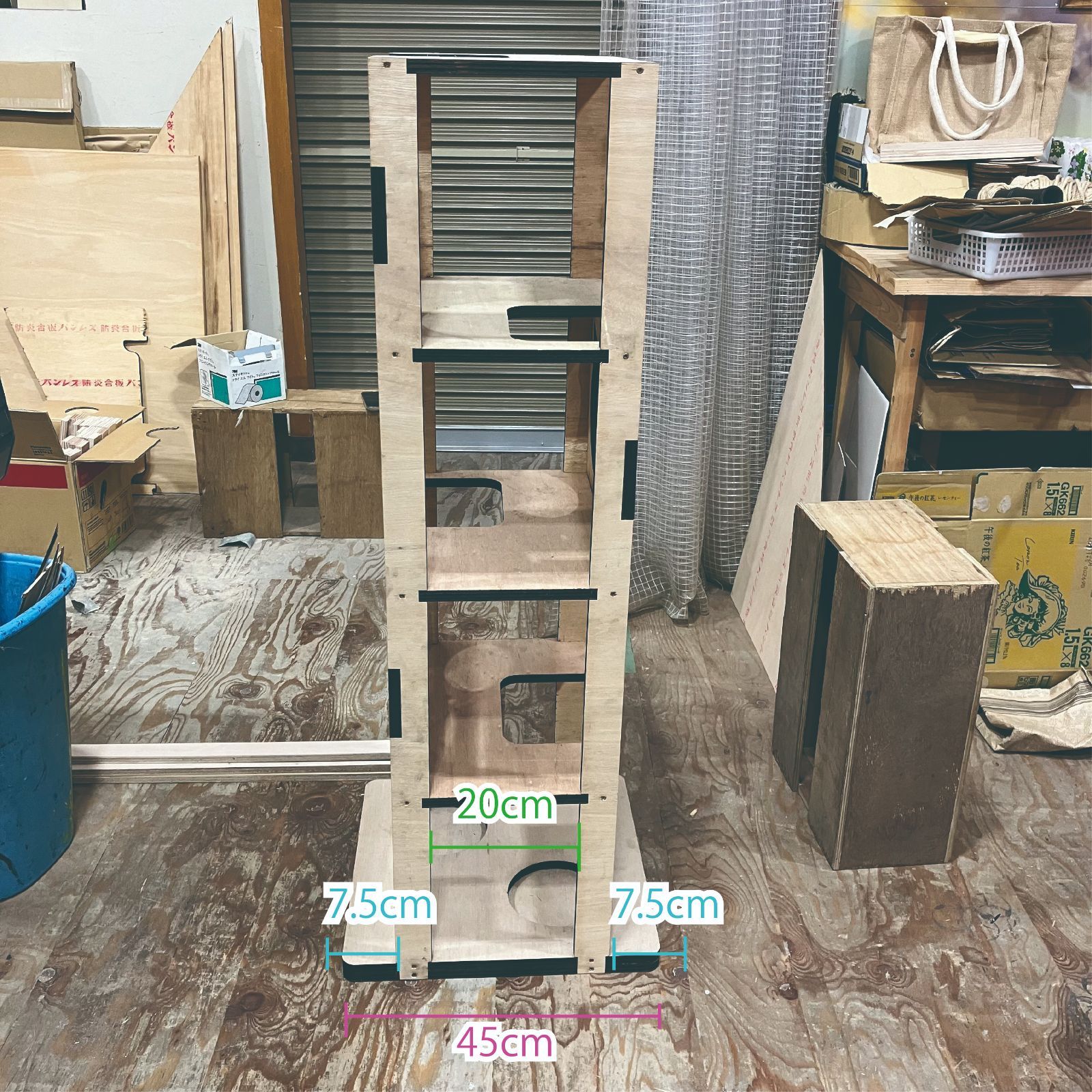 キャットタワー 木製 箱型 DIY 猫 猫用品 120㎝×45㎝（タワー