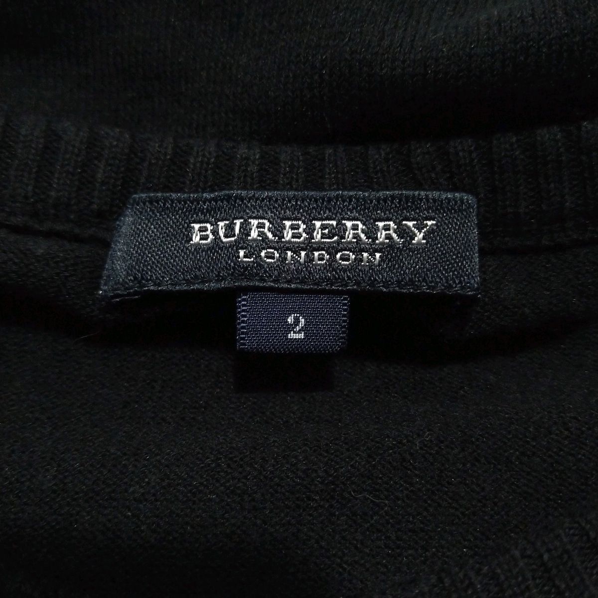 良品 BURBERRY LONDON バーバリーロンドン ハイネック タートルネック 長袖 ニット プルオーバー セーター サイズ5 ブラック  レディース 古着 中古 Burberry LONDON(バーバリーロンドン) 半袖セーター サイズ2 M