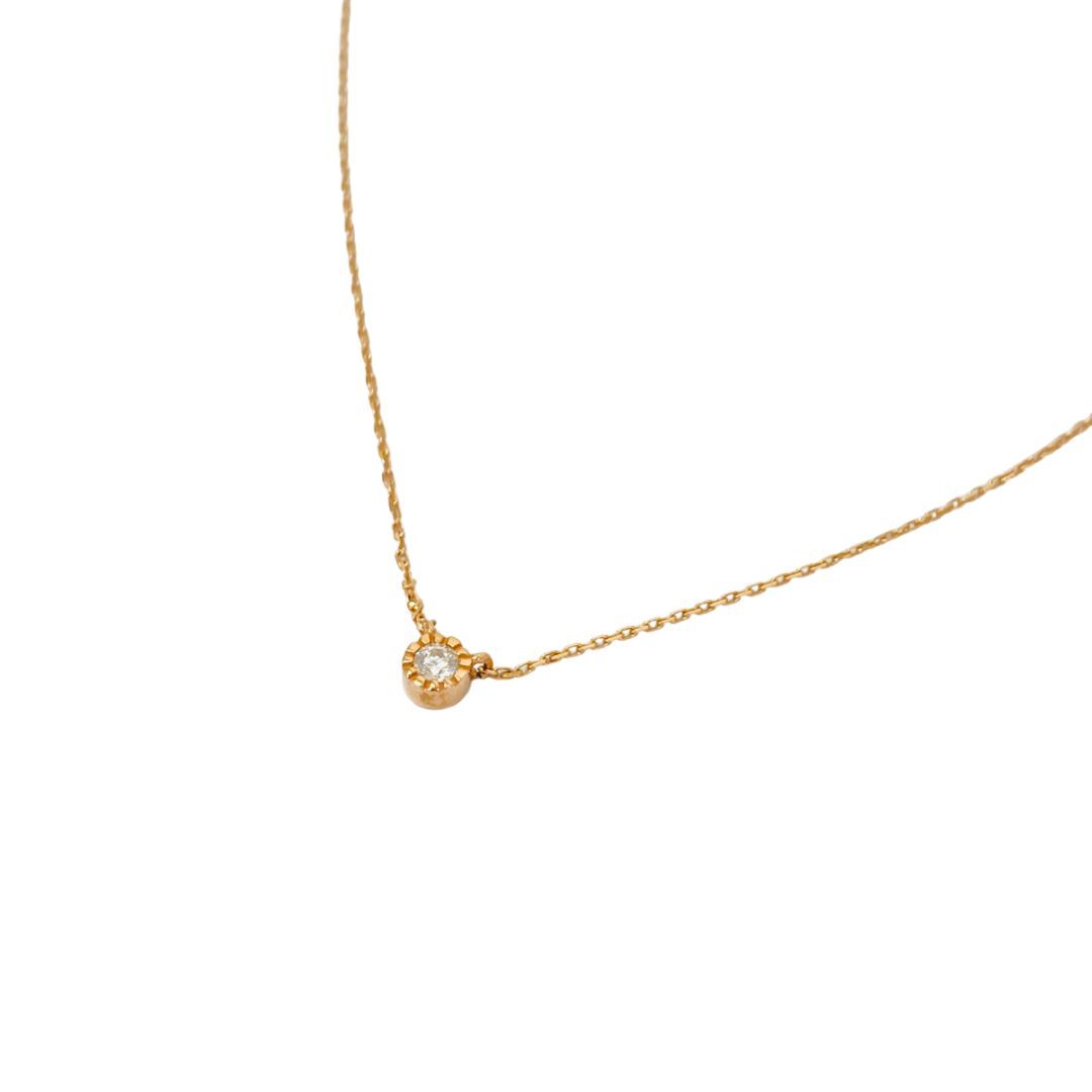 美品 ete ネックレス　k10PG 美品 ete エテ K10PG 1P ダイヤモンド チェーンネックレス
