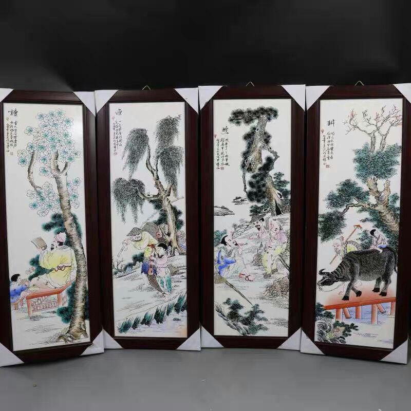 パステルの人物の物語磁器板のセット現代の模造品の装飾磁器壁画の挂け 