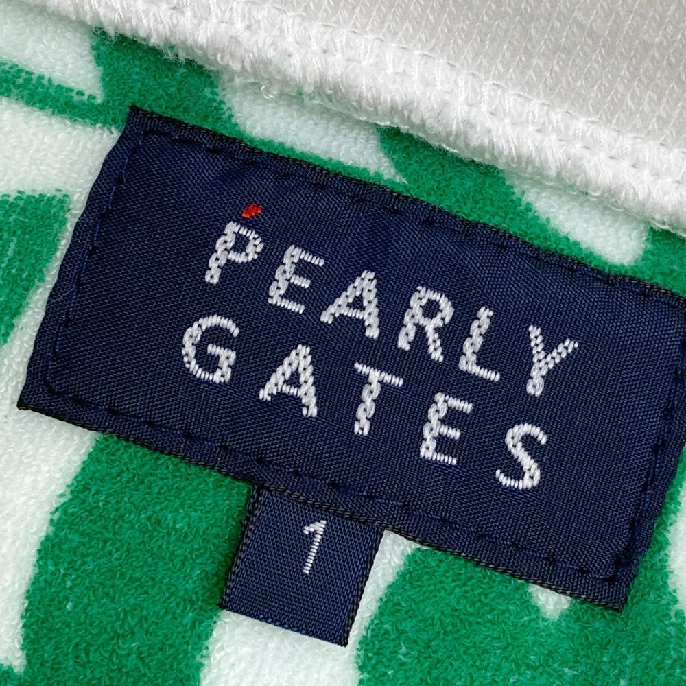 サイズ：1 PEARLY GATES パーリーゲイツ ; ハイネック ノースリーブシャツ パイル地 ロゴ 総柄 グリーン系 [240101469213] ゴルフウェア レディース ストスト サイズ：1 PEARLY GATES パーリーゲイツ ; ハイネック