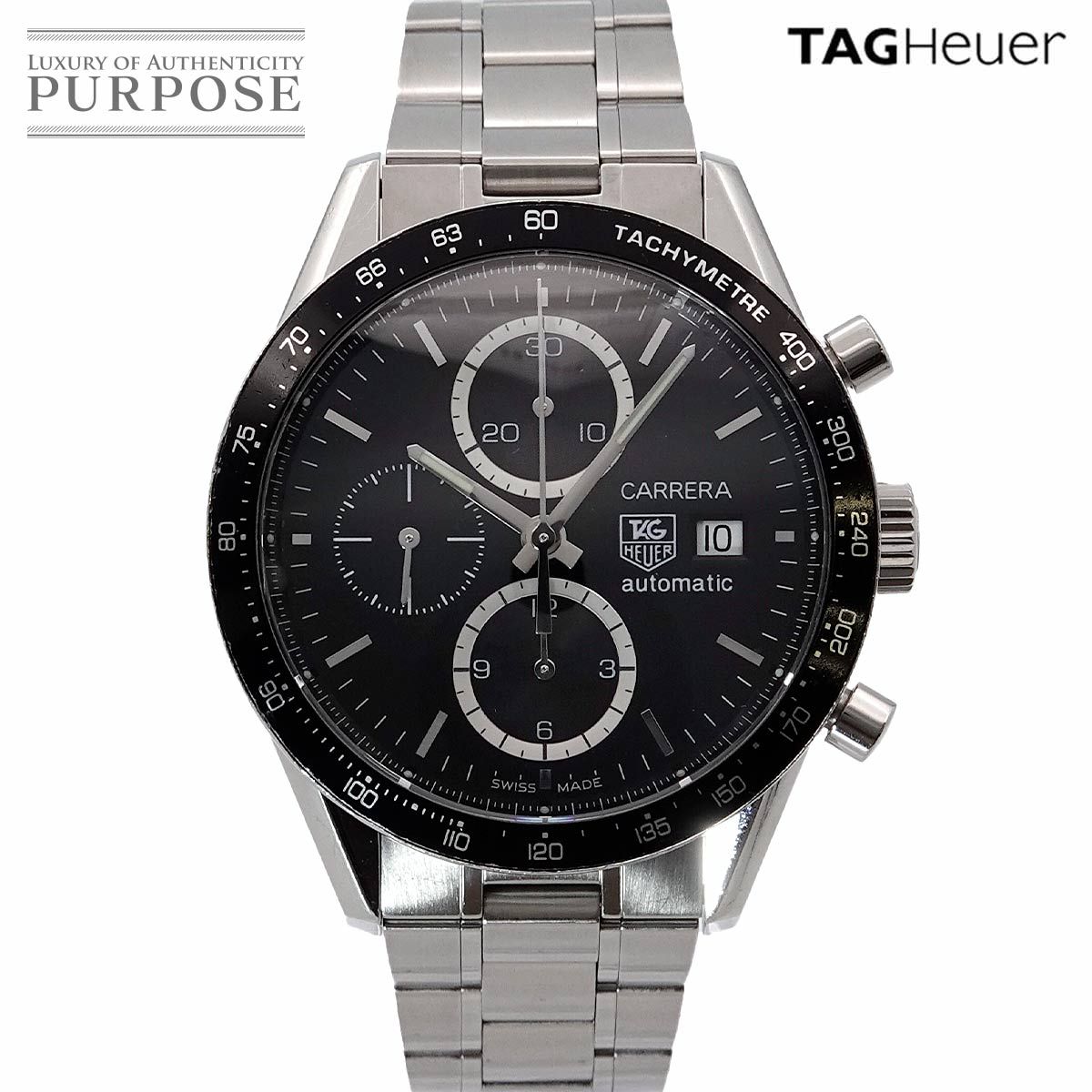 タグホイヤー TAGHeuer カレラ クロノグラフ CV2010-2 メンズ 腕時計 デイト ブラック オートマ 自動巻き ウォッチ Carrera 90277196
