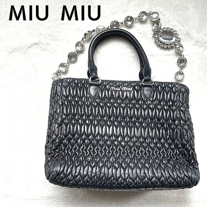 135000→お値下げ中ですmiumiu ビジュー 2way バッグ 斜めがけ