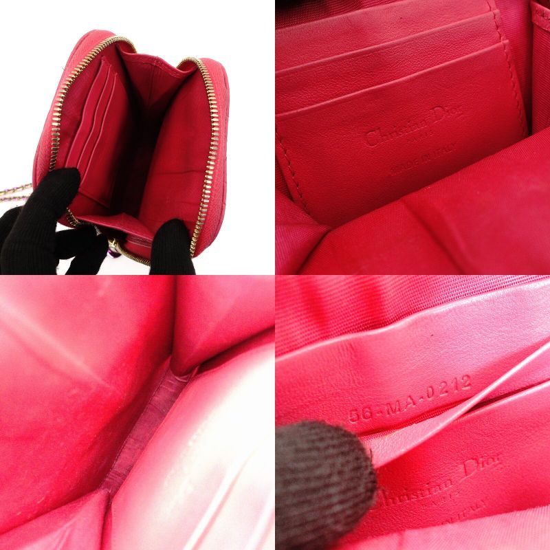 クリスチャン ディオール Christian Dior チェーン ショルダーバッグ フォンホルダー ピンク レザー 7-9-381 DECORATOM_COM_BR