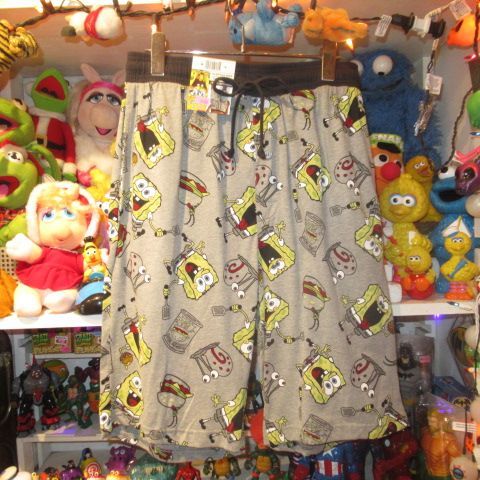 SPONGEBOBスポンジボブゲイリールームパンツパジャマハーフパンツMen’s　Ｌサイズグレーフィギュア人形ぬいぐるみ