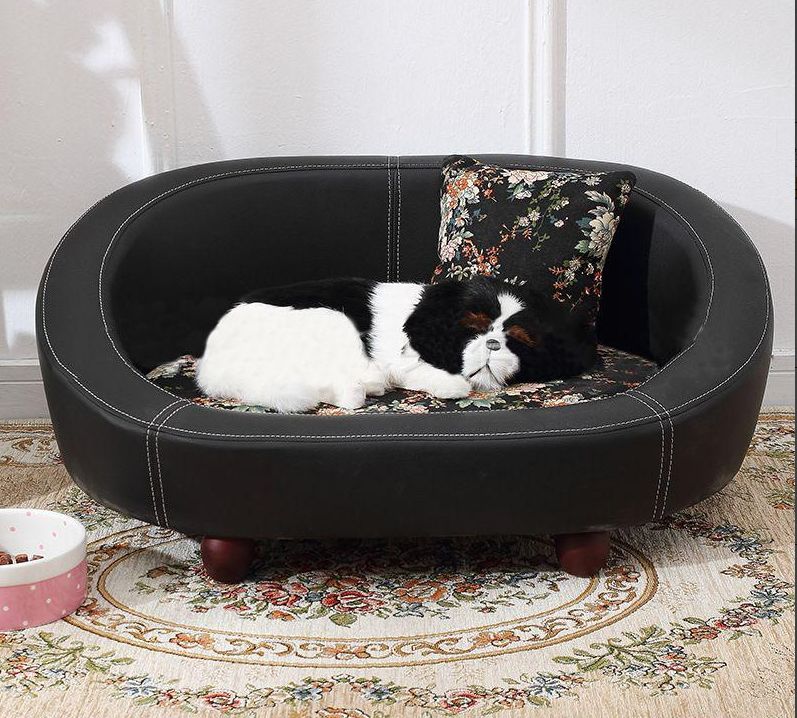 人気推薦◆ Size M ペット用ベッド ドッグベッド 犬用 猫用 ペット用品 大型商品 おしゃれ モダン フェイクレザー ペットソファ カウチ ブラック ブラウン